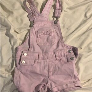 Little girls pink short coveralls